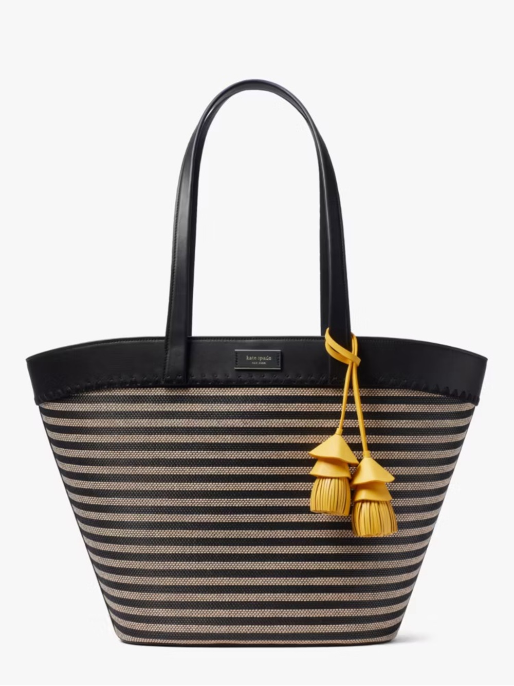 ♠️Kate Spade The Pier Striped Medium Tote, Black NWT